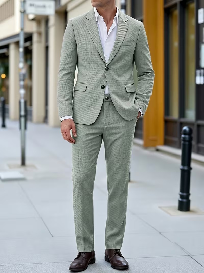 Men's Textured Business-Casual 2-Piece Suit